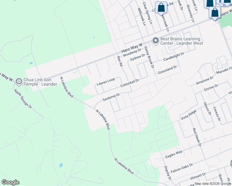 map of restaurants, bars, coffee shops, grocery stores, and more near 209 Baralo Street in Leander