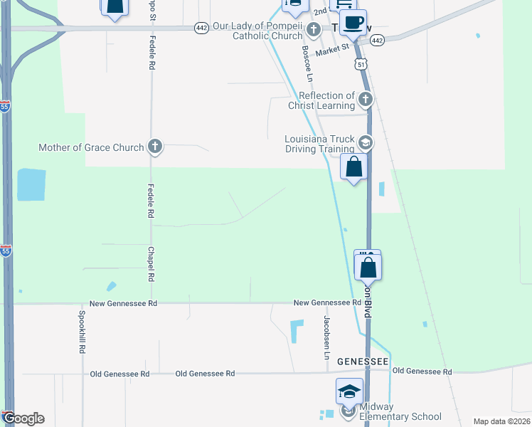 map of restaurants, bars, coffee shops, grocery stores, and more near 14218 Beagle Bend Road in Tickfaw