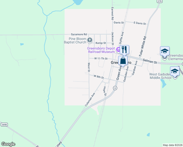 map of restaurants, bars, coffee shops, grocery stores, and more near 186 West 8th Street in Greensboro