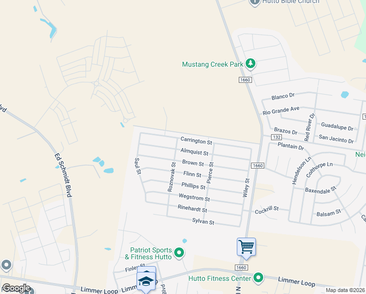 map of restaurants, bars, coffee shops, grocery stores, and more near 226 Almquist Street in Hutto