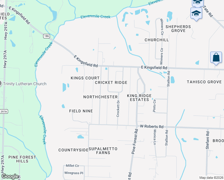 map of restaurants, bars, coffee shops, grocery stores, and more near 2237 Cricket Ridge Drive in Cantonment