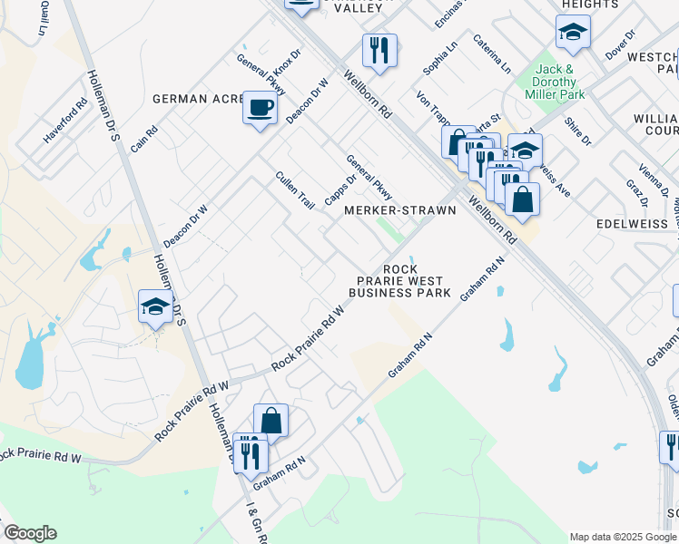 map of restaurants, bars, coffee shops, grocery stores, and more near 3513 Summerway Drive in College Station