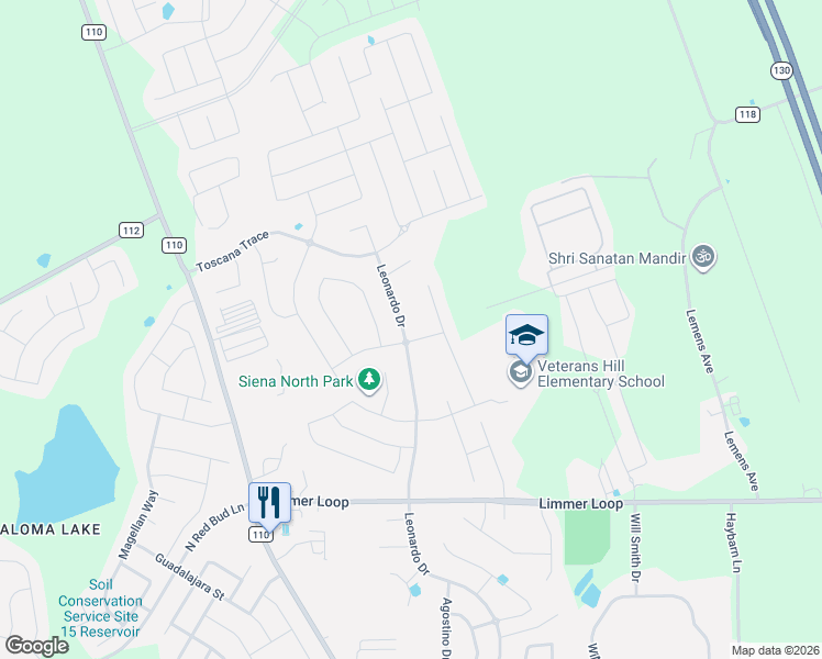 map of restaurants, bars, coffee shops, grocery stores, and more near 6724 Leonardo Drive in Round Rock