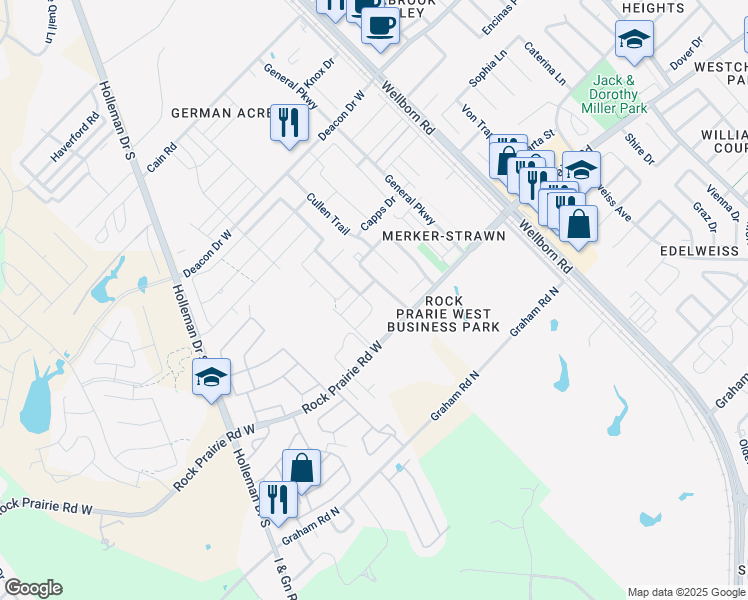 map of restaurants, bars, coffee shops, grocery stores, and more near 3509 Summerway Drive in College Station