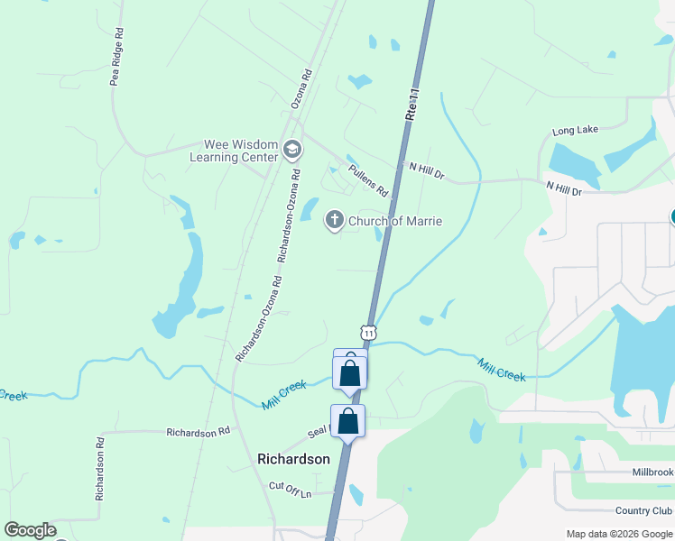 map of restaurants, bars, coffee shops, grocery stores, and more near 98 Point View Drive in Carriere