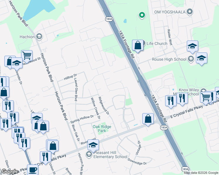 map of restaurants, bars, coffee shops, grocery stores, and more near 1100 Calla Lily Boulevard in Leander