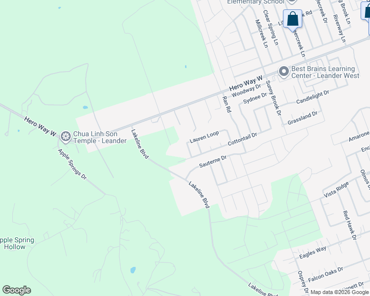 map of restaurants, bars, coffee shops, grocery stores, and more near 2417 Lauren Loop in Leander