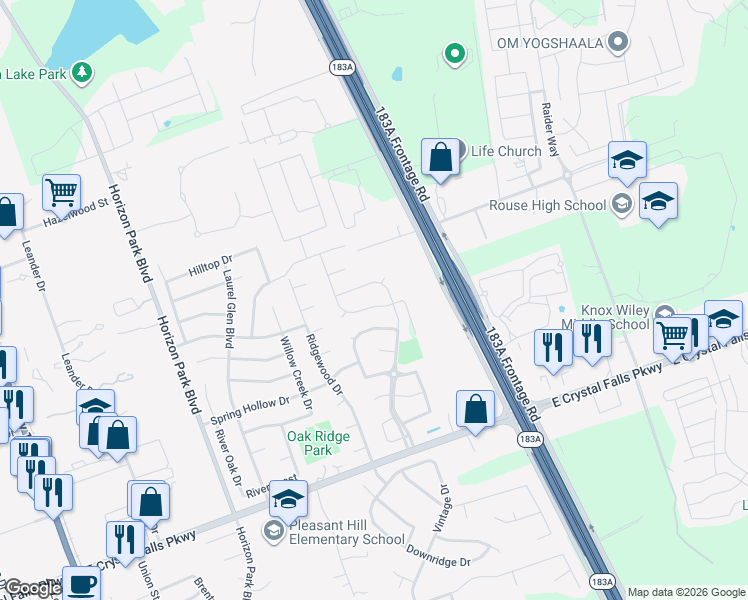 map of restaurants, bars, coffee shops, grocery stores, and more near 1133 Calla Lily Boulevard in Leander