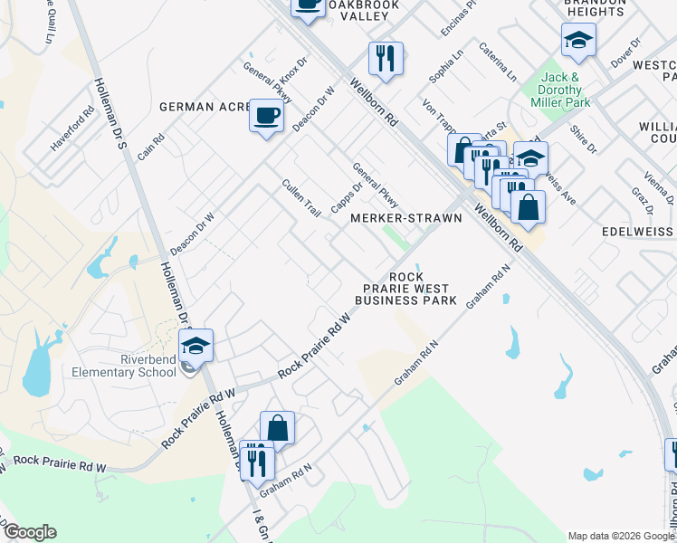 map of restaurants, bars, coffee shops, grocery stores, and more near 3509 Summerway Drive in College Station