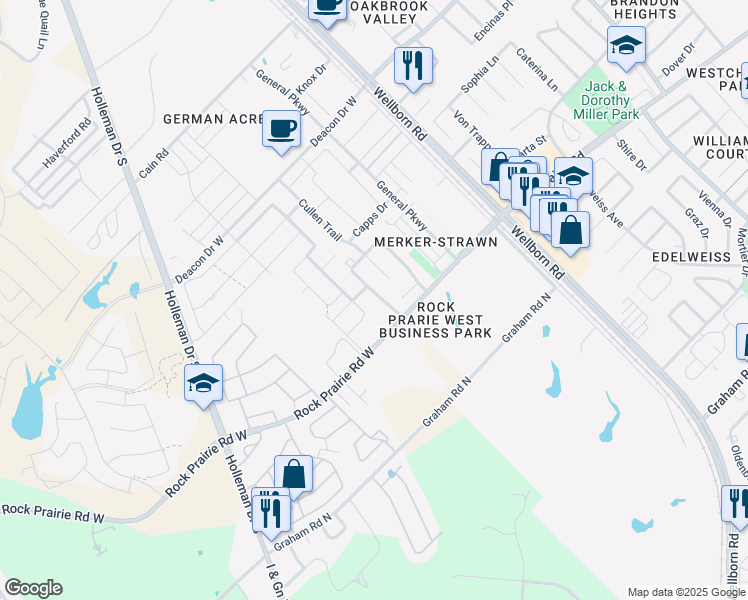 map of restaurants, bars, coffee shops, grocery stores, and more near 3509 Summerway Drive in College Station