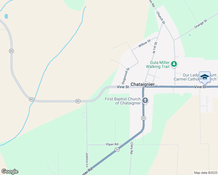 map of restaurants, bars, coffee shops, grocery stores, and more near 6176 Vine Street in Ville Platte