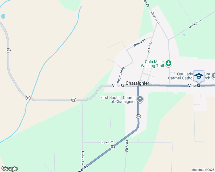 map of restaurants, bars, coffee shops, grocery stores, and more near 6176 Vine Street in Ville Platte