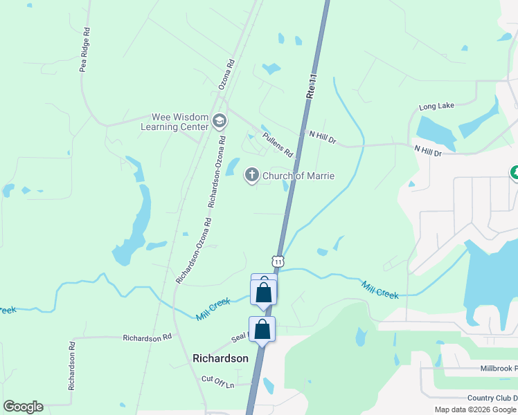map of restaurants, bars, coffee shops, grocery stores, and more near 98 Point View Drive in Carriere