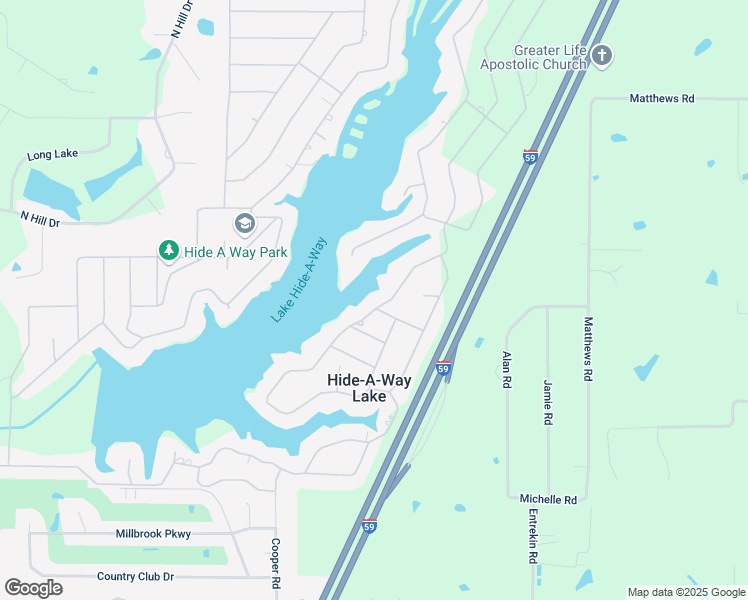 map of restaurants, bars, coffee shops, grocery stores, and more near 1410-1416 East Lakeshore Drive in Carriere
