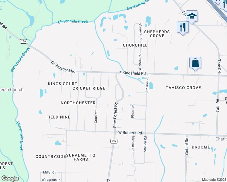 map of restaurants, bars, coffee shops, grocery stores, and more near 2825 Frederick Street in Gonzalez