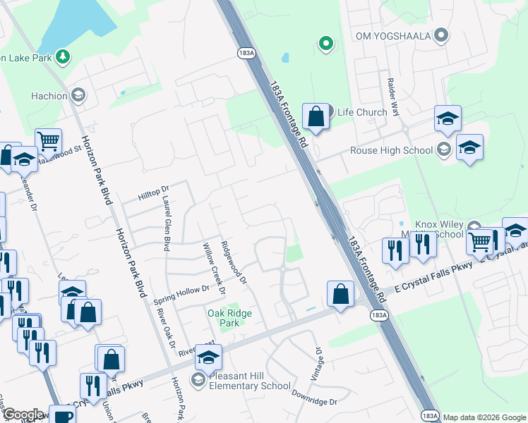 map of restaurants, bars, coffee shops, grocery stores, and more near 1133 Calla Lily Boulevard in Leander