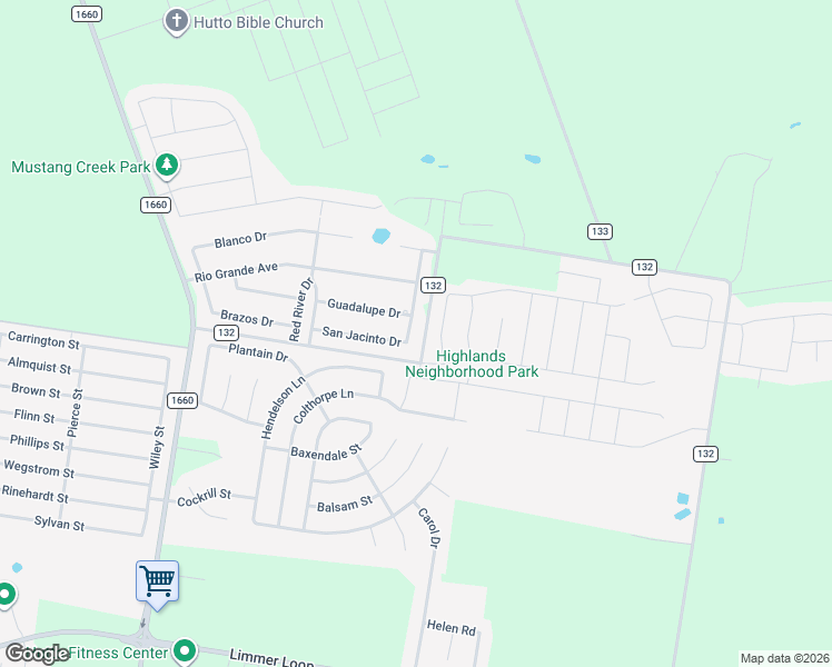 map of restaurants, bars, coffee shops, grocery stores, and more near 118 San Jacinto Drive in Hutto