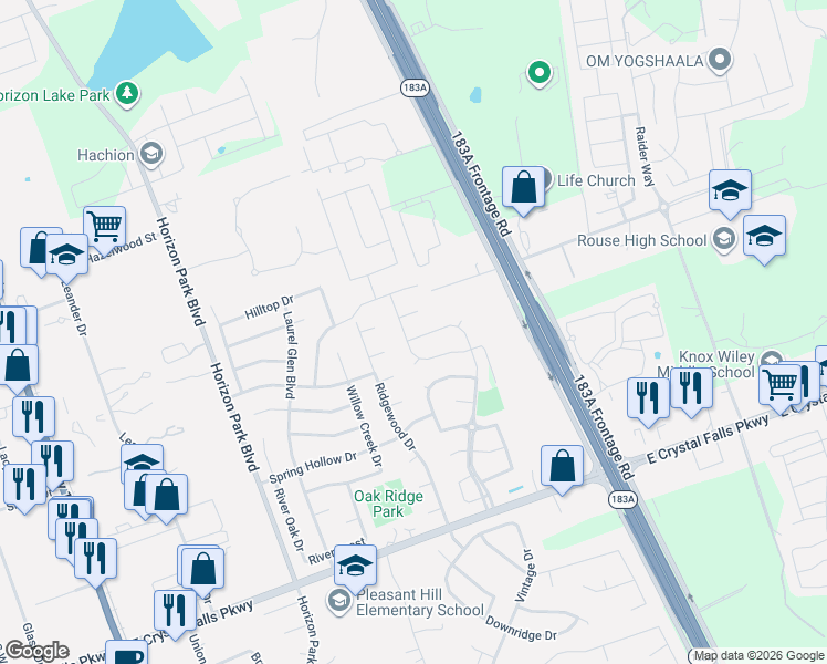 map of restaurants, bars, coffee shops, grocery stores, and more near 1100 Calla Lily Boulevard in Leander