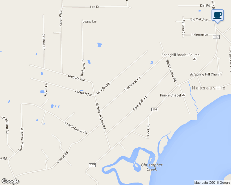 map of restaurants, bars, coffee shops, grocery stores, and more near 95205 Clearwater Road in Fernandina Beach