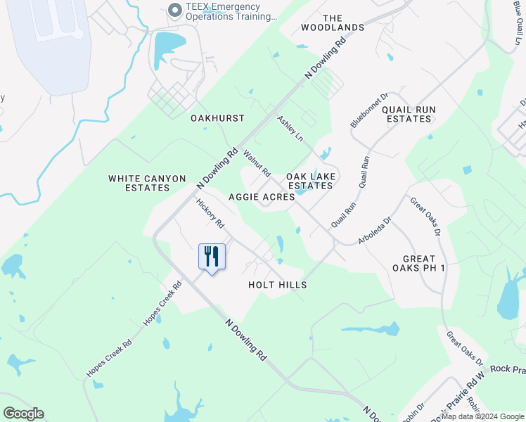 map of restaurants, bars, coffee shops, grocery stores, and more near 4434 Reveille Road in College Station