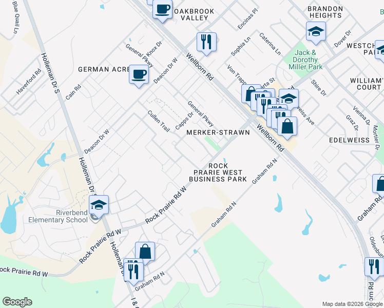map of restaurants, bars, coffee shops, grocery stores, and more near 3509 Summerway Drive in College Station