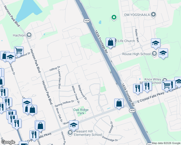 map of restaurants, bars, coffee shops, grocery stores, and more near 1133 Calla Lily Boulevard in Leander