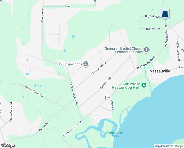 map of restaurants, bars, coffee shops, grocery stores, and more near 1341 Clearwater Rd in Fernandina Beach