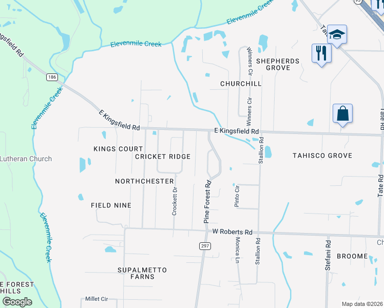 map of restaurants, bars, coffee shops, grocery stores, and more near 2478 Portobella Place in Cantonment