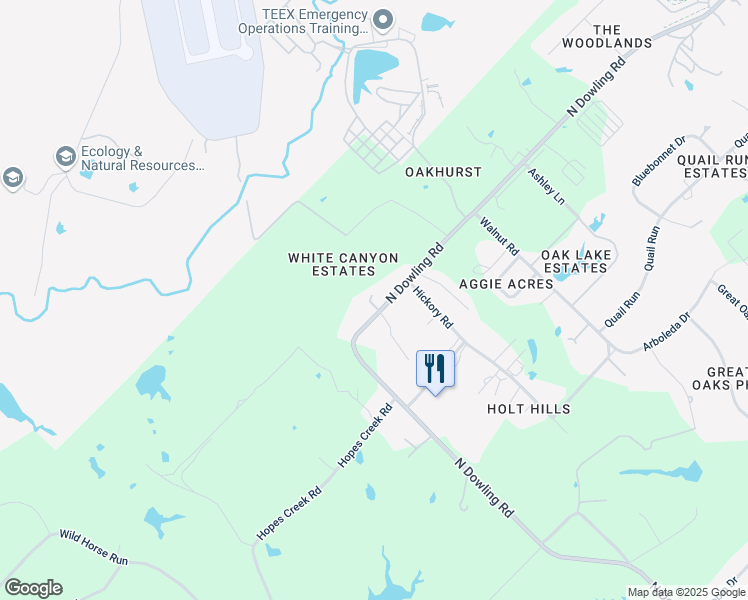 map of restaurants, bars, coffee shops, grocery stores, and more near 11064 North Dowling Road in College Station