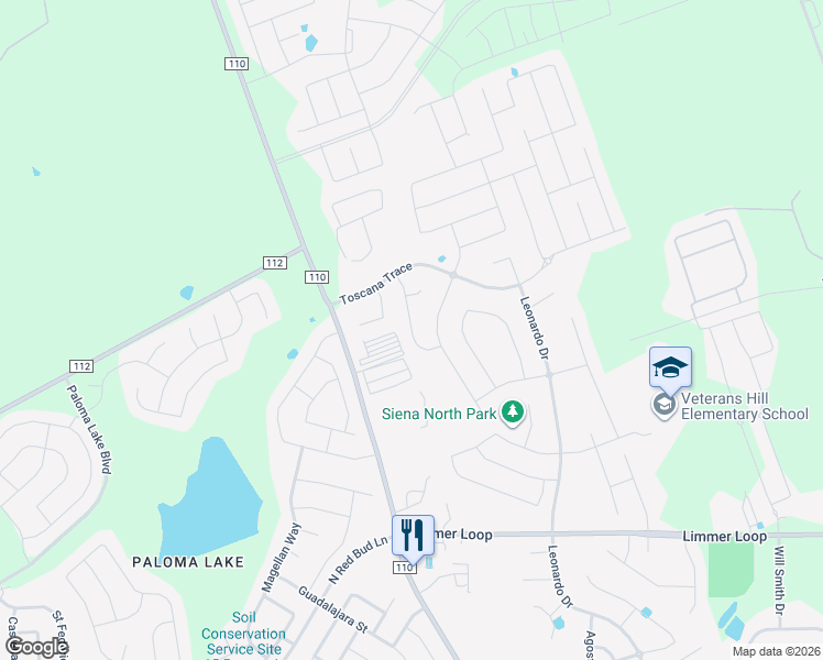 map of restaurants, bars, coffee shops, grocery stores, and more near 6748 Calabria Drive in Round Rock