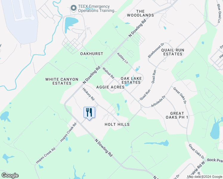 map of restaurants, bars, coffee shops, grocery stores, and more near 4441 Reveille Road in College Station