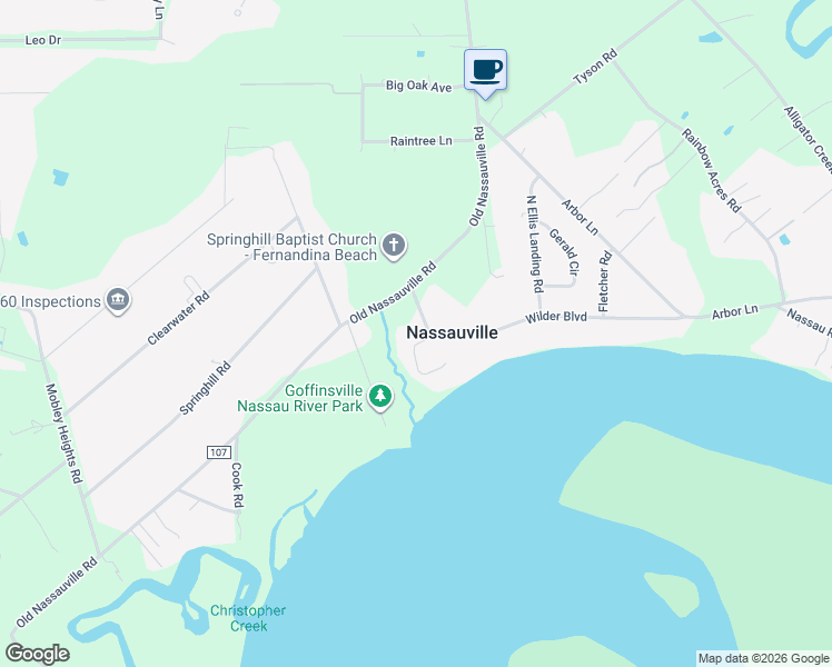 map of restaurants, bars, coffee shops, grocery stores, and more near 95180 Wilder Boulevard in Fernandina Beach