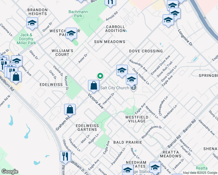 map of restaurants, bars, coffee shops, grocery stores, and more near 3707 Westfield Drive in College Station