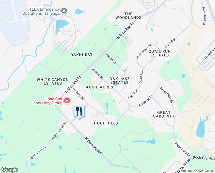 map of restaurants, bars, coffee shops, grocery stores, and more near 4458 Reveille Road in College Station