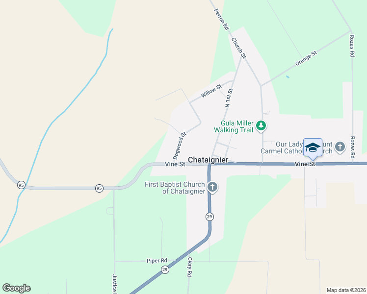 map of restaurants, bars, coffee shops, grocery stores, and more near 145 Dogwood Street in Ville Platte