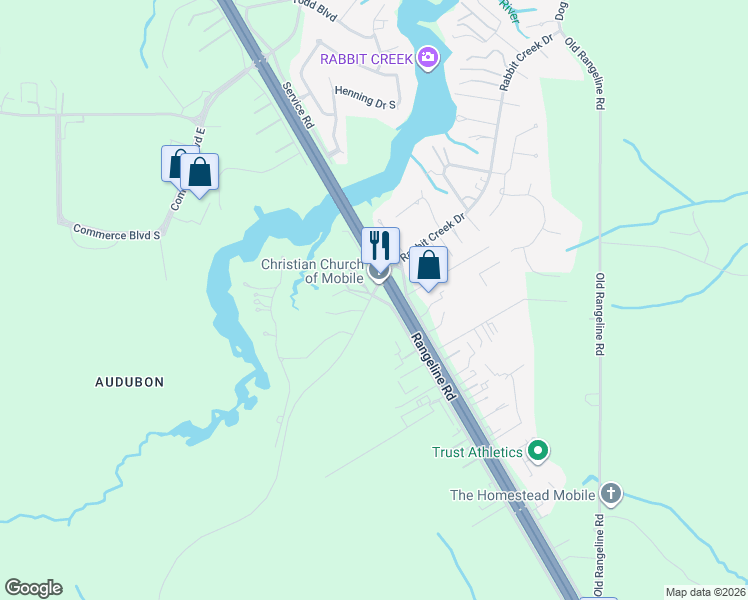 map of restaurants, bars, coffee shops, grocery stores, and more near 5948-5950 Riverchase Dr S in Theodore