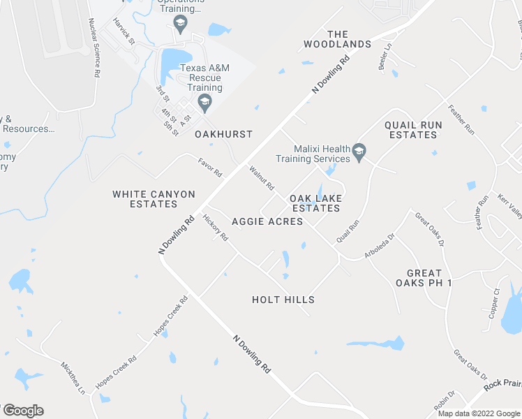 map of restaurants, bars, coffee shops, grocery stores, and more near Reveille Road in College Station