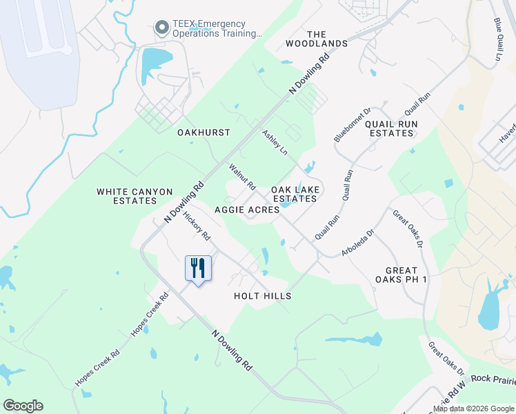 map of restaurants, bars, coffee shops, grocery stores, and more near 4453 Reveille Road in College Station