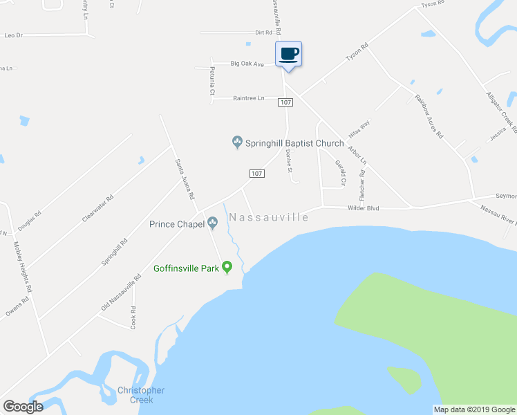 map of restaurants, bars, coffee shops, grocery stores, and more near 95048 Mallory Wilder Street in Fernandina Beach