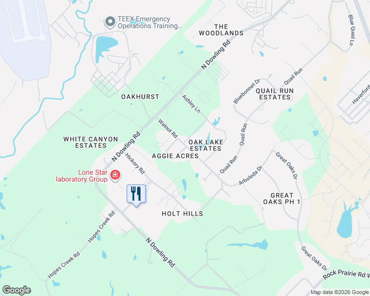 map of restaurants, bars, coffee shops, grocery stores, and more near 4463 Reveille Road in College Station