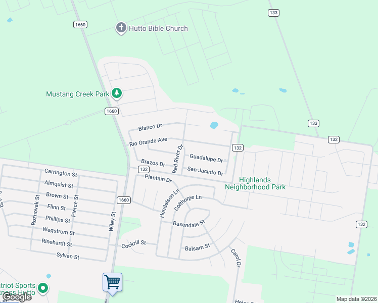 map of restaurants, bars, coffee shops, grocery stores, and more near 101 Guadalupe Drive in Hutto