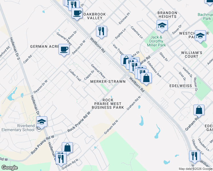 map of restaurants, bars, coffee shops, grocery stores, and more near 3304 Lieutenant in College Station