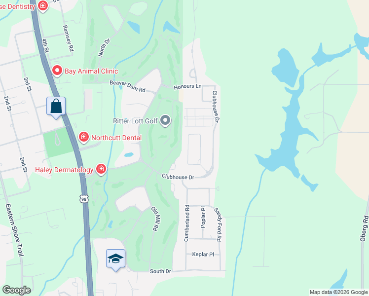 map of restaurants, bars, coffee shops, grocery stores, and more near 137 Easton Circle in Fairhope