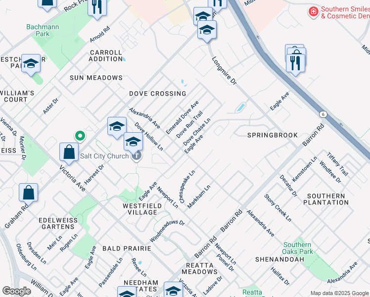 map of restaurants, bars, coffee shops, grocery stores, and more near 900 Dove Chase Lane in College Station