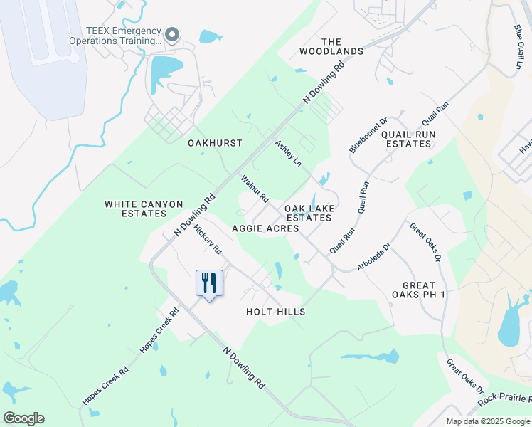 map of restaurants, bars, coffee shops, grocery stores, and more near 4412 Reveille Road in College Station