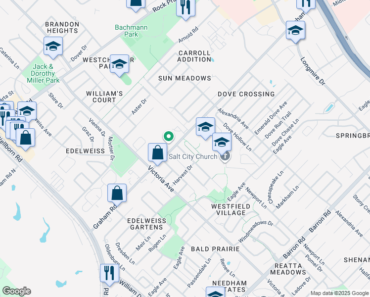 map of restaurants, bars, coffee shops, grocery stores, and more near 3707 Westfield Drive in College Station