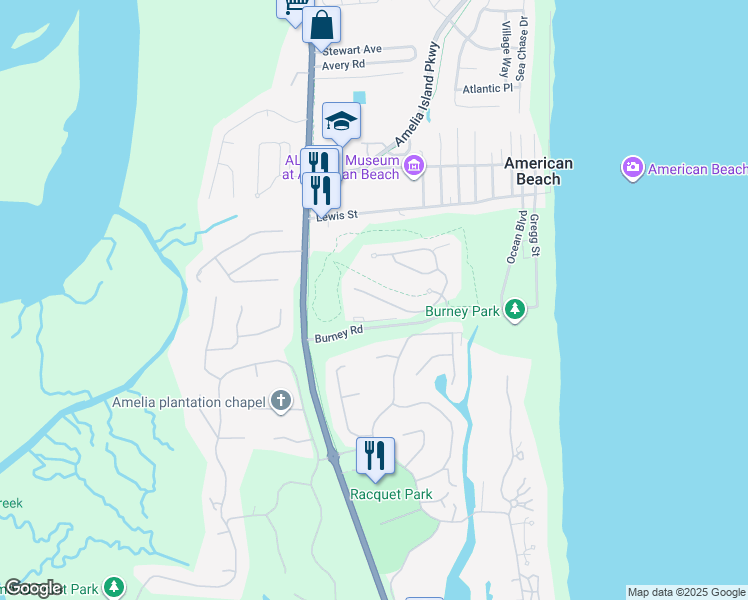 map of restaurants, bars, coffee shops, grocery stores, and more near 48 Osprey Village Drive in Fernandina Beach