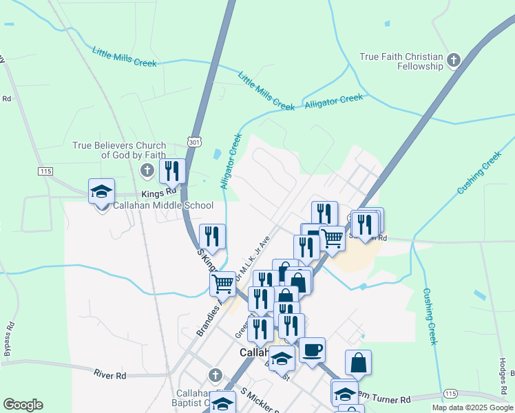 map of restaurants, bars, coffee shops, grocery stores, and more near 45098 Amhurst Oaks Drive in Callahan