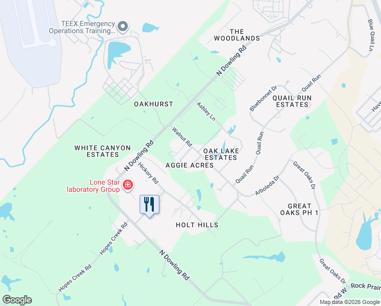 map of restaurants, bars, coffee shops, grocery stores, and more near 4412 Reveille Road in College Station