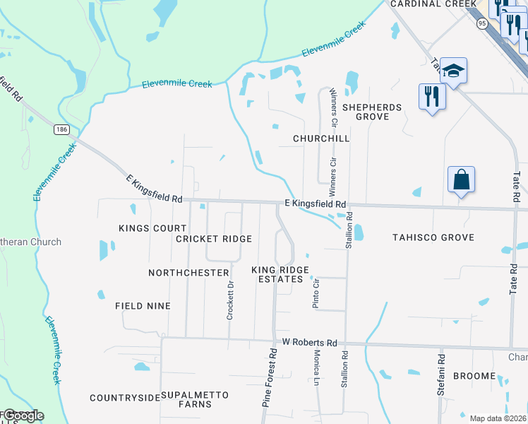 map of restaurants, bars, coffee shops, grocery stores, and more near 2412 Portobella Place in Cantonment